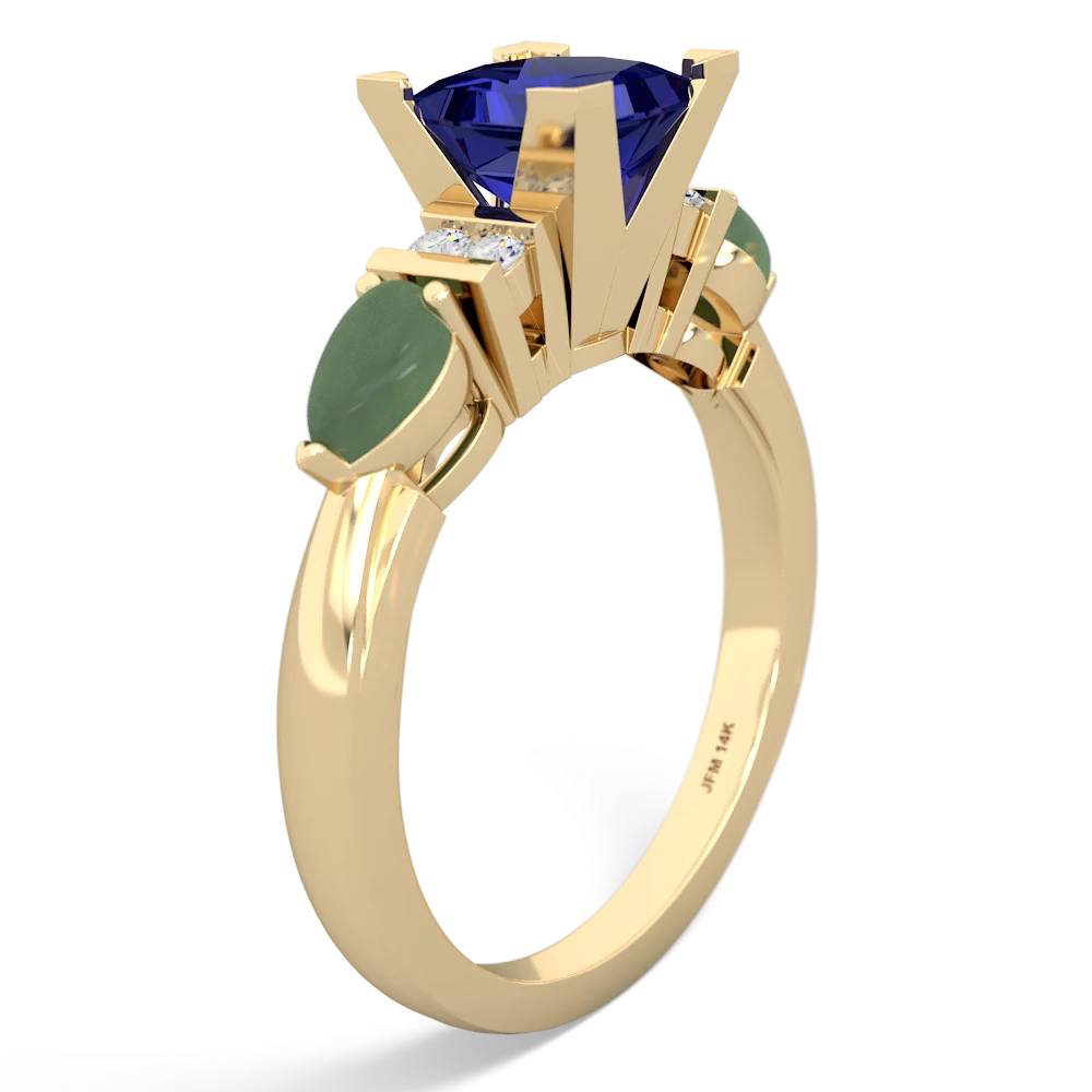 Lab Sapphire 6Mm Princess Eternal Embrace Engagement 14K Yellow Gold ring C2002