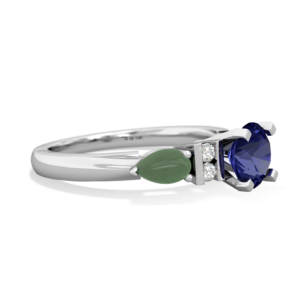 Lab Sapphire 6Mm Round Eternal Embrace Engagement 14K White Gold ring R2005