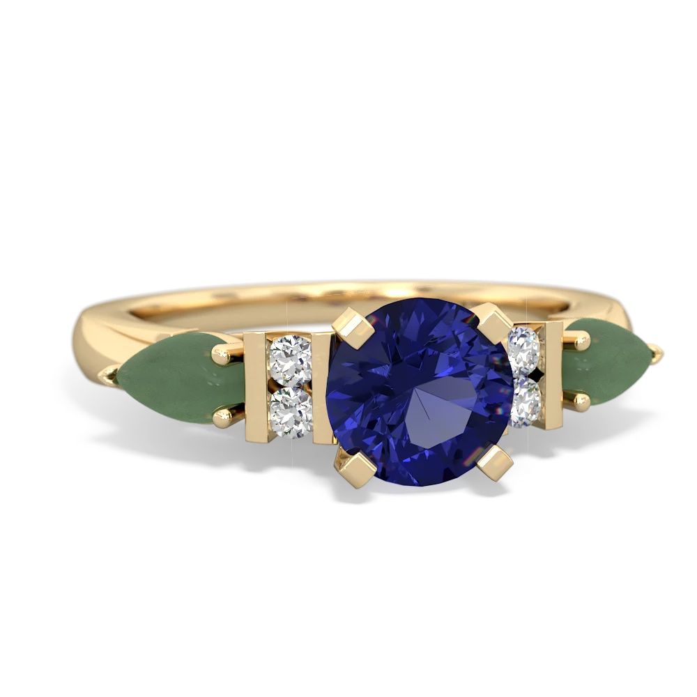 Lab Sapphire 6Mm Round Eternal Embrace Engagement 14K Yellow Gold ring R2005