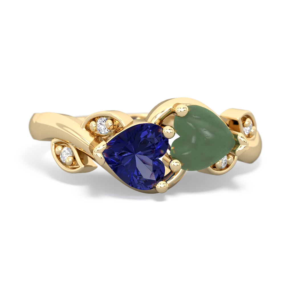 Lab Sapphire Floral Elegance 14K Yellow Gold ring R5790