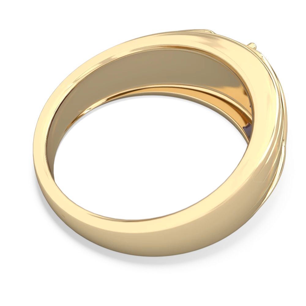 Lab Sapphire Men's Streamline 14K Yellow Gold ring R0460