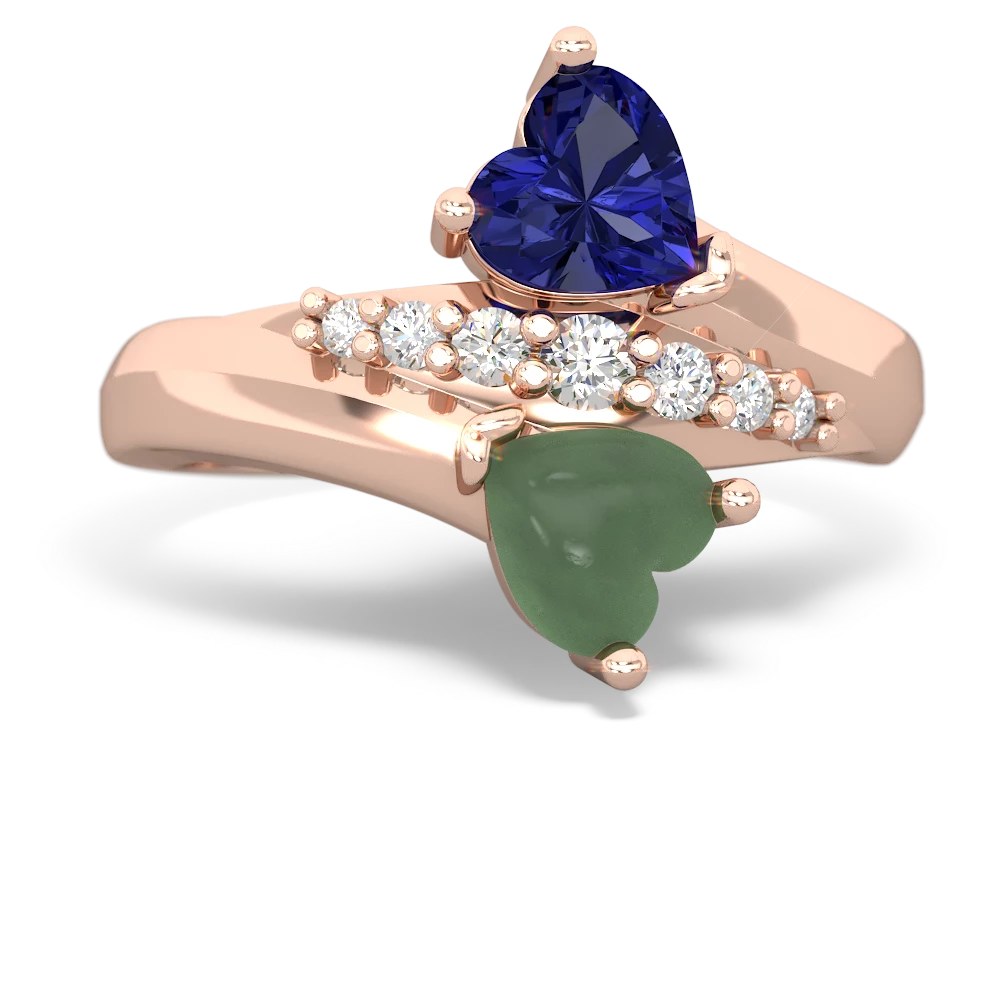 Lab Sapphire Heart To Heart 14K Rose Gold ring R2064