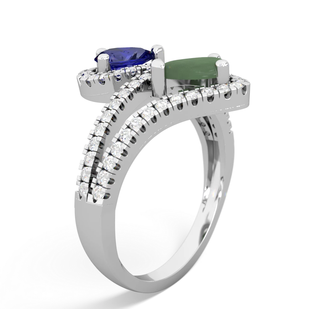 Lab Sapphire Diamond Dazzler 14K White Gold ring R3000