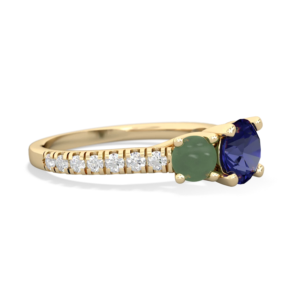 Lab Sapphire Pave Trellis 14K Yellow Gold ring R5500