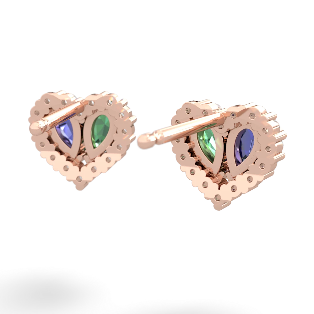 Lab Sapphire Halo 14K Rose Gold earrings E7008