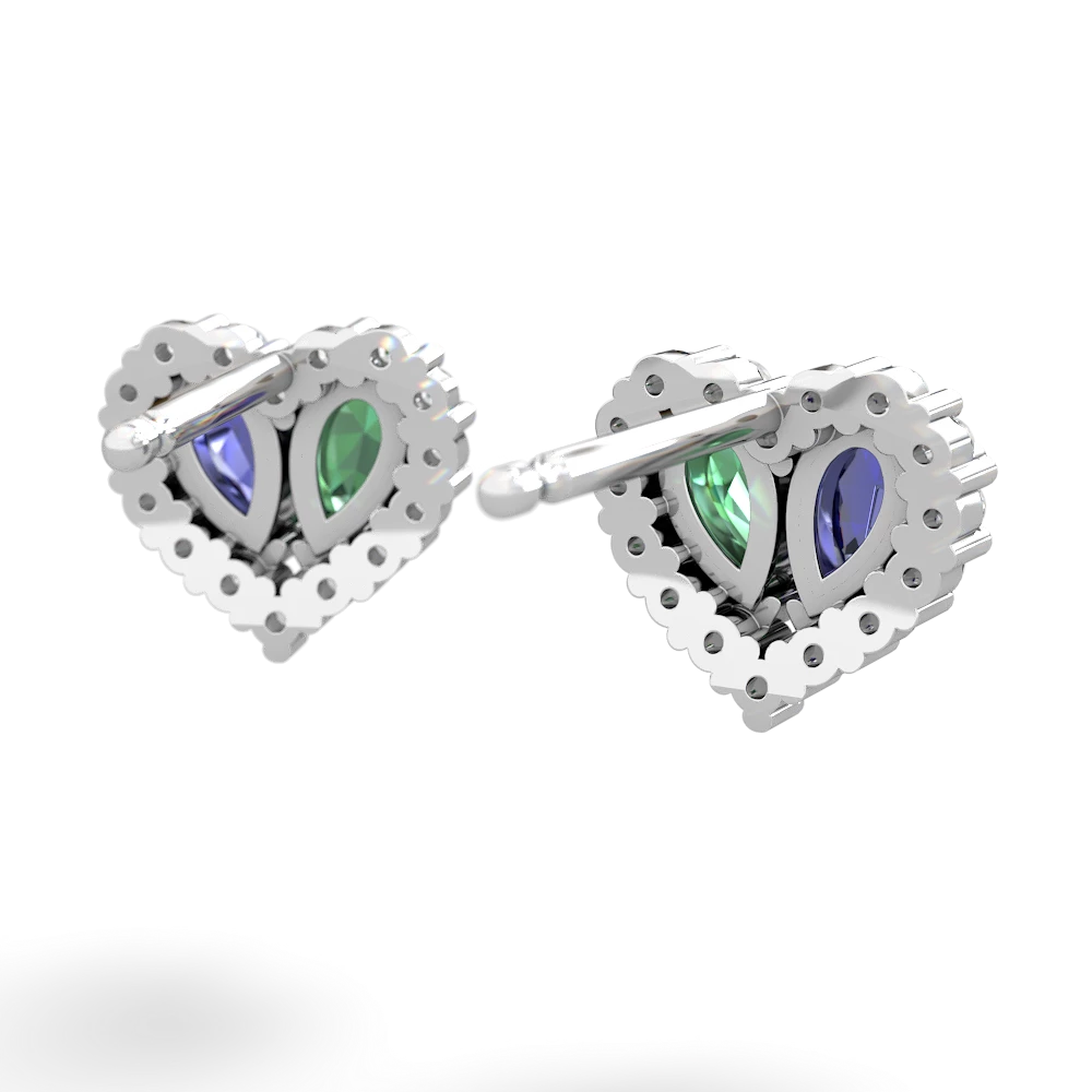 Lab Sapphire Halo 14K White Gold earrings E7008