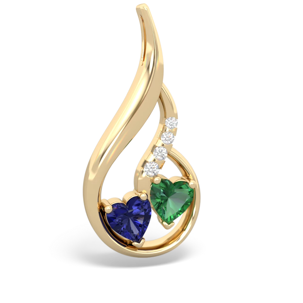 Lab Sapphire Keepsake Curves 14K Yellow Gold pendant P5450