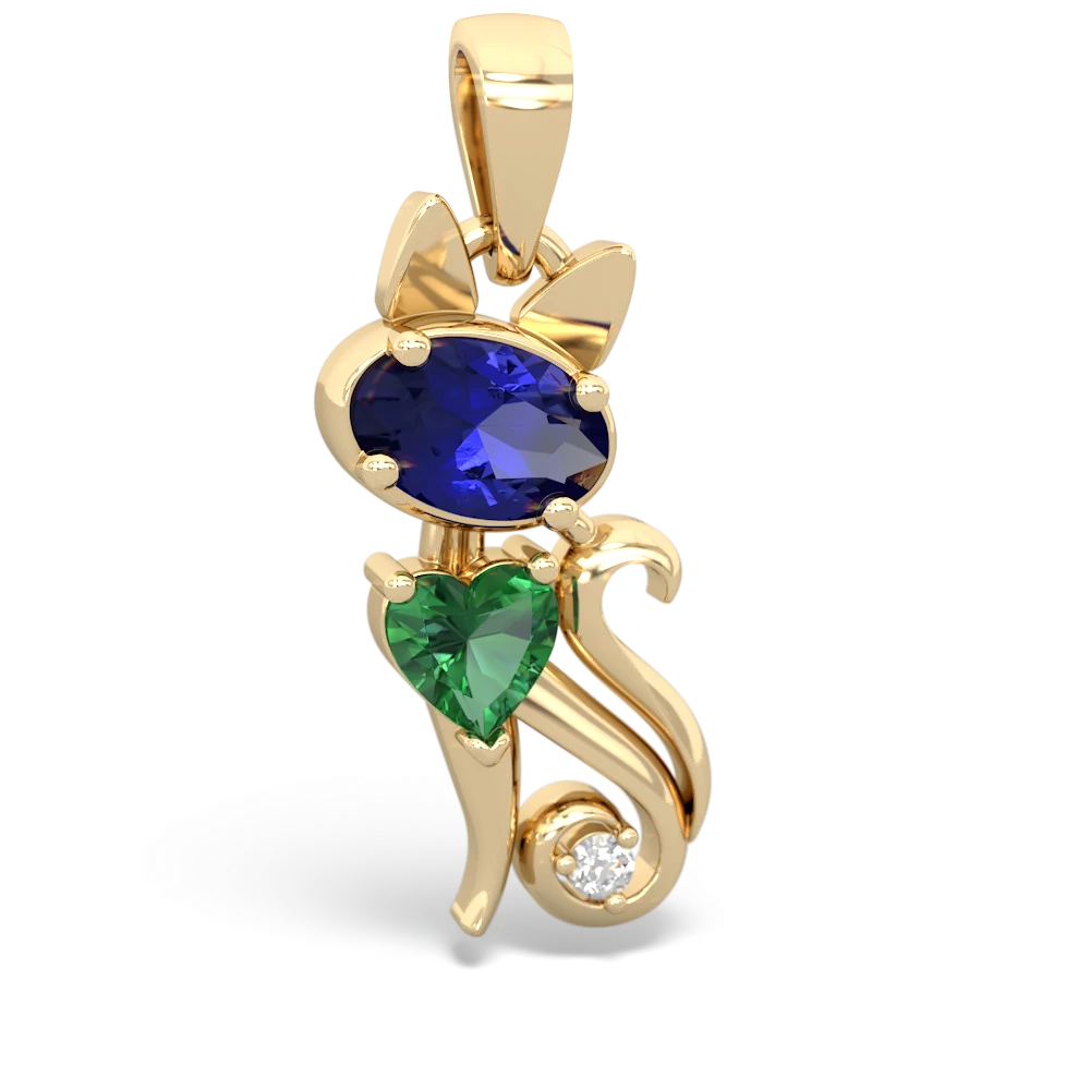 Lab Sapphire Kitten 14K Yellow Gold pendant P5780