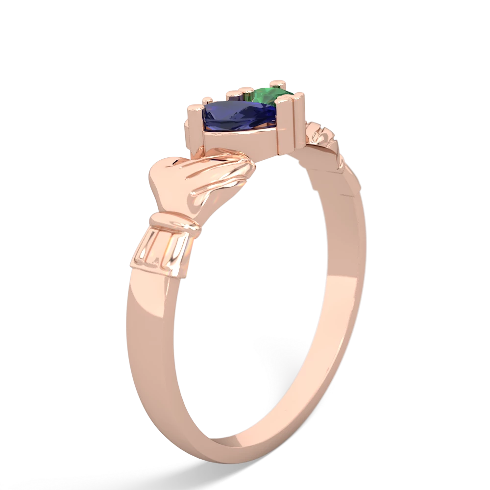 Lab Sapphire 'Our Heart' Claddagh 14K Rose Gold ring R2388