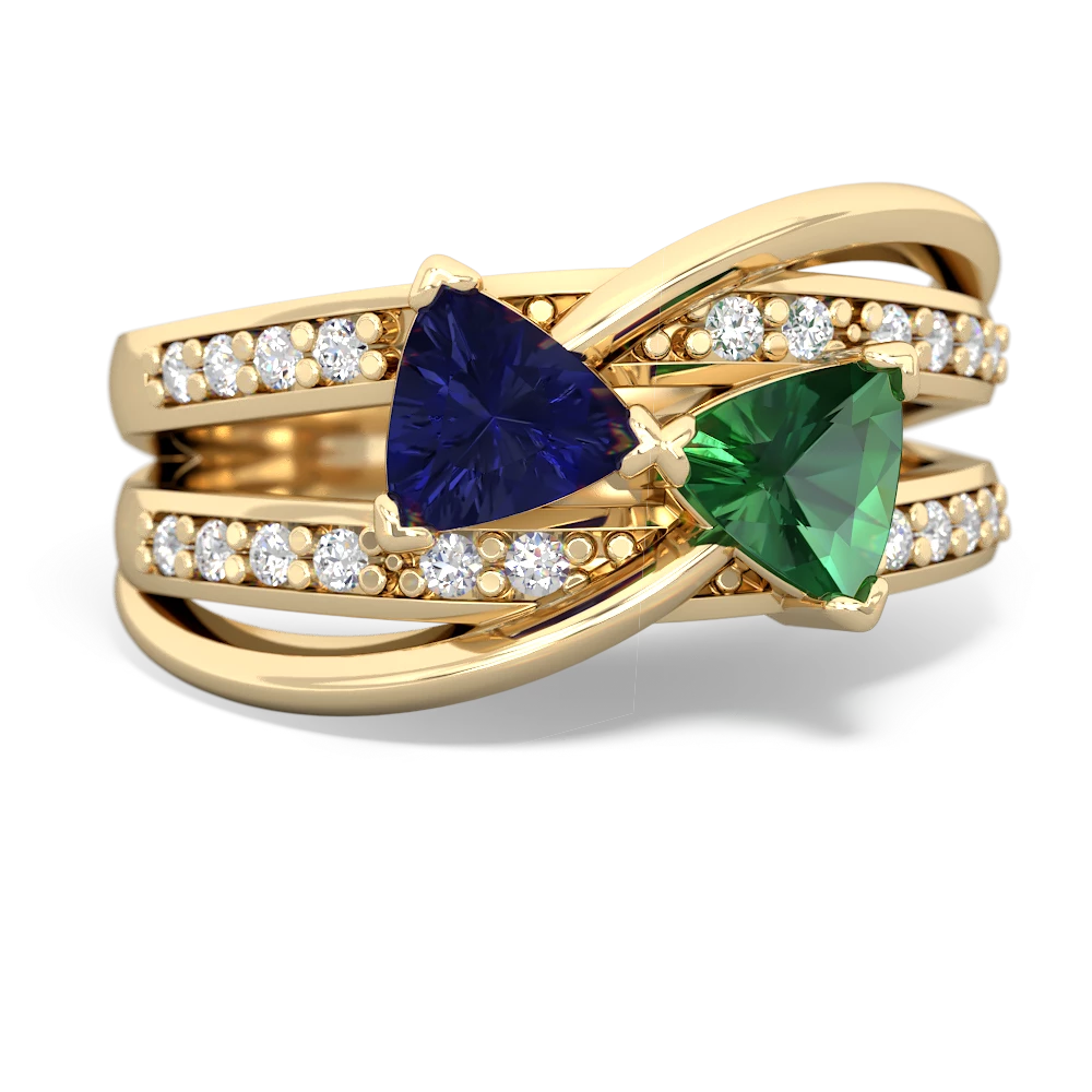 Lab Sapphire Bowtie 14K Yellow Gold ring R2360