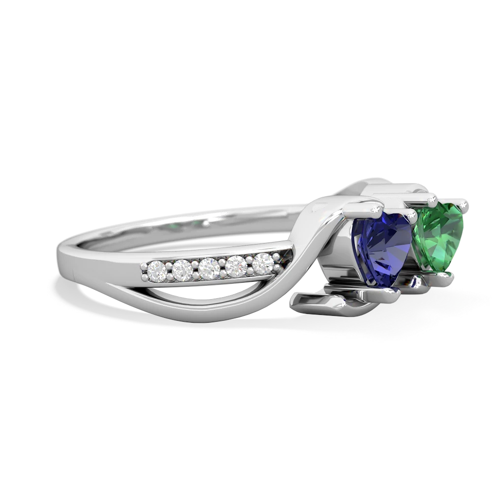 Lab Sapphire Side By Side 14K White Gold ring R3090