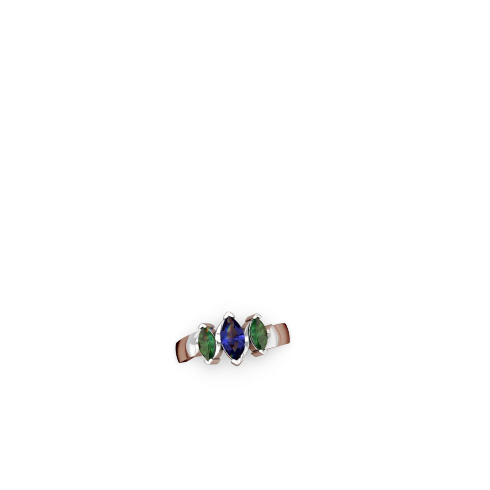 Lab Sapphire Three Peeks 14K White Gold ring R2433