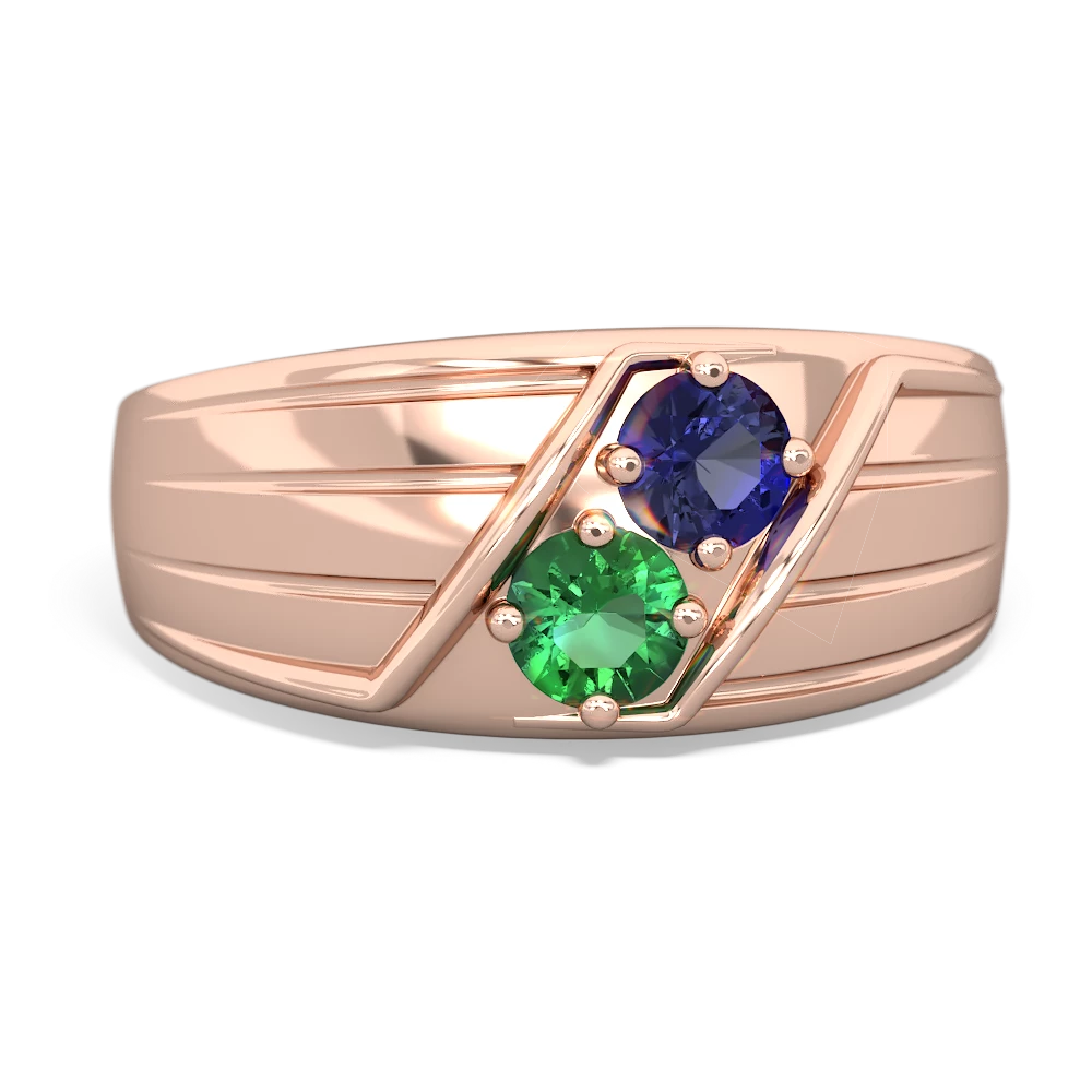 Lab Sapphire Men's Streamline 14K Rose Gold ring R0460