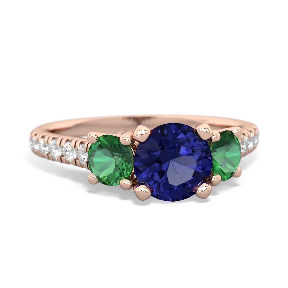 Lab Sapphire Pave Trellis 14K Rose Gold ring R5500