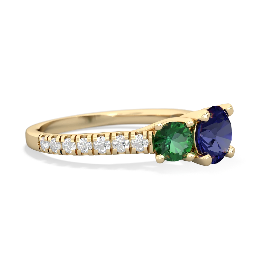 Lab Sapphire Pave Trellis 14K Yellow Gold ring R5500