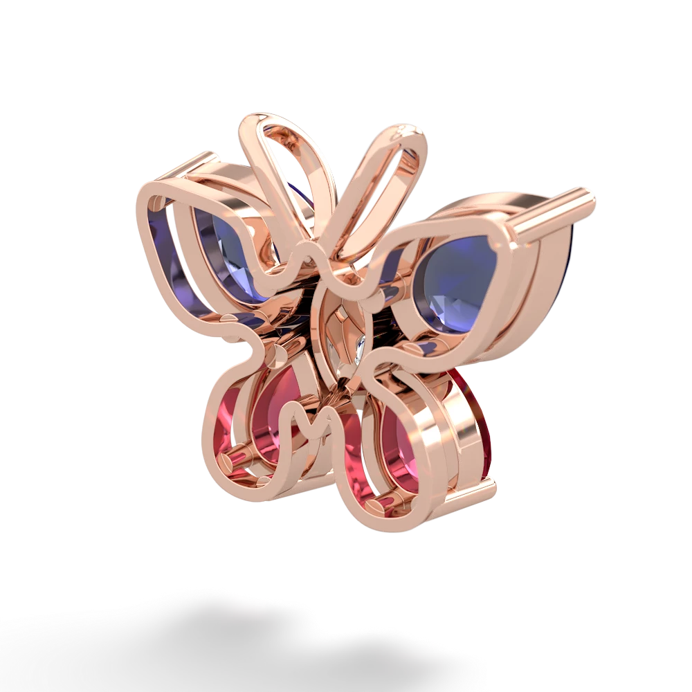 Lab Sapphire Butterfly 14K Rose Gold pendant P2215