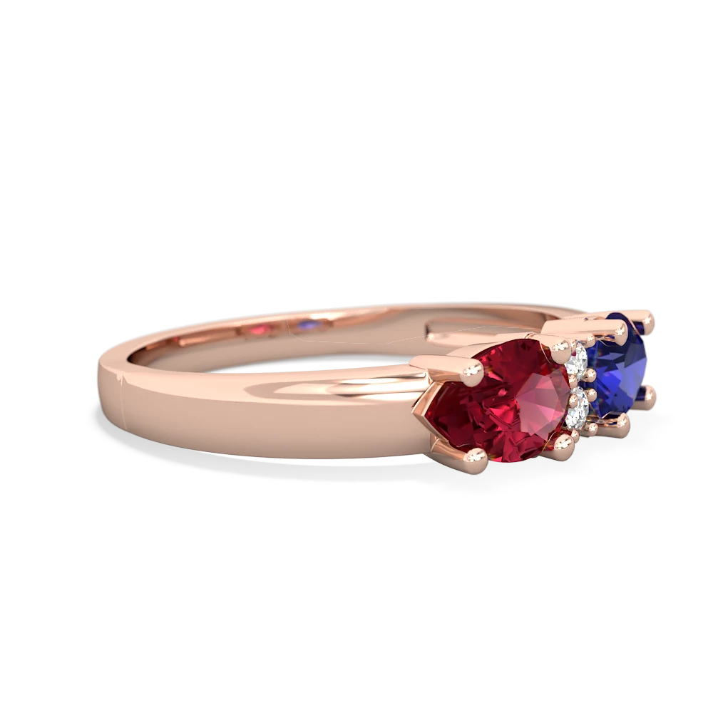 Lab Sapphire Pear Bowtie 14K Rose Gold ring R0865