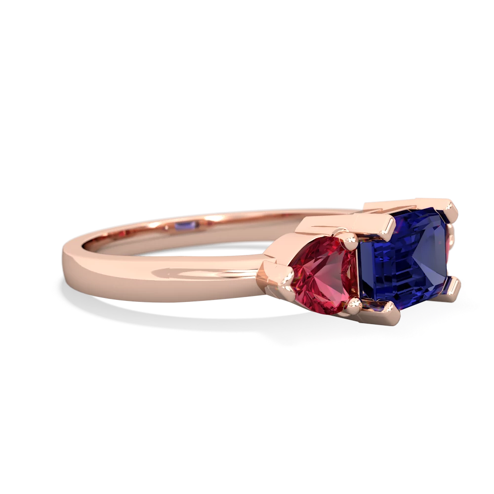 Lab Sapphire Three Stone 14K Rose Gold ring R5235