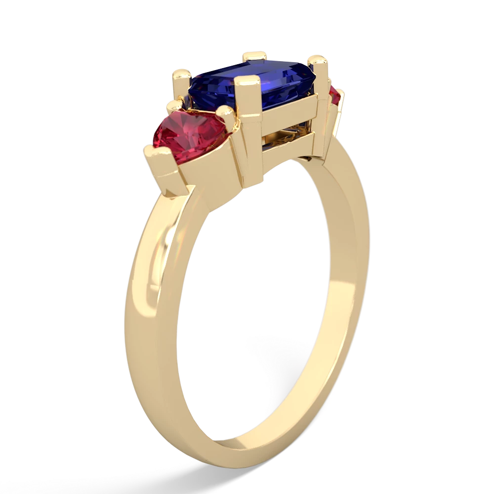 Lab Sapphire Three Stone 14K Yellow Gold ring R5235