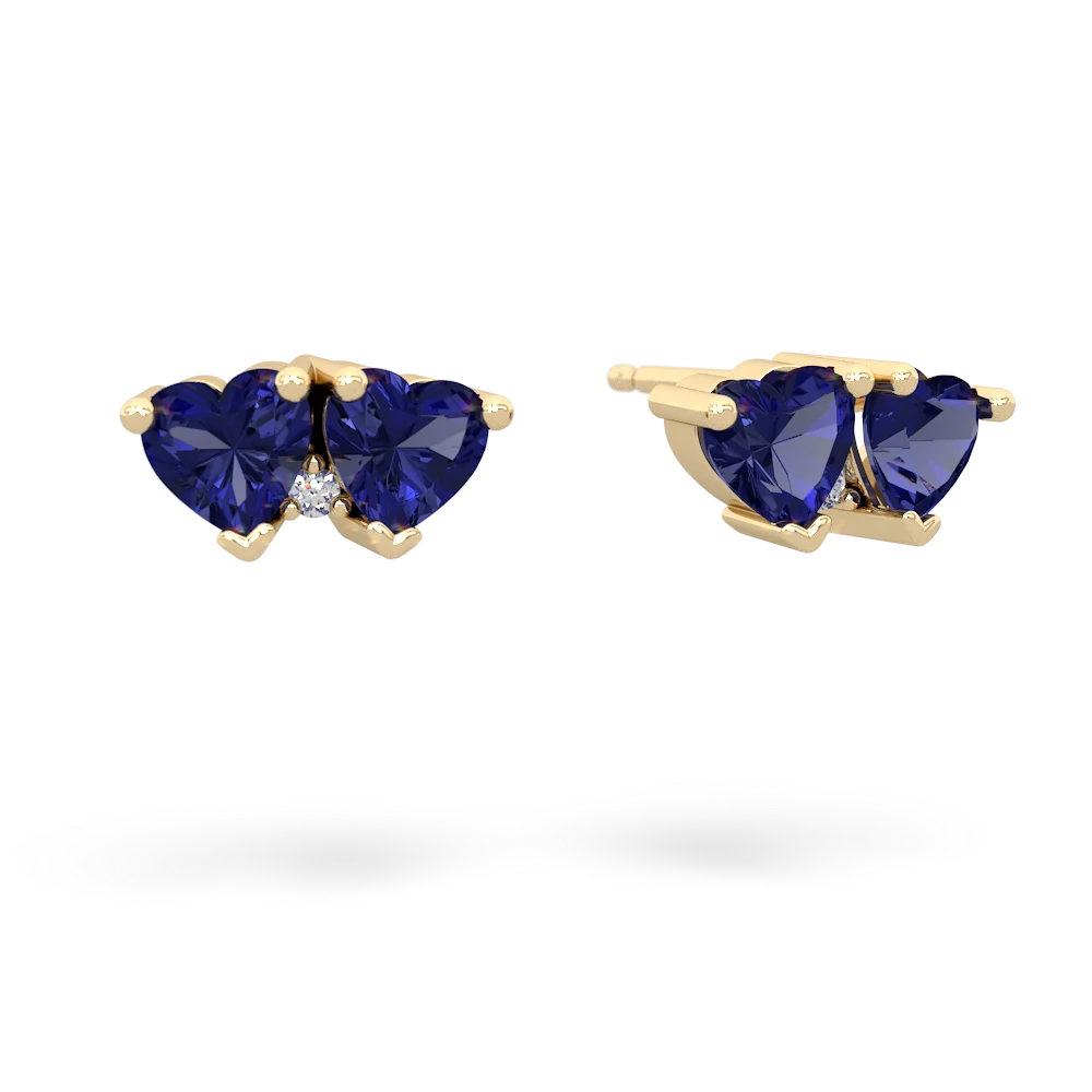 Lab Sapphire Sweethearts 14K Yellow Gold earrings E5260