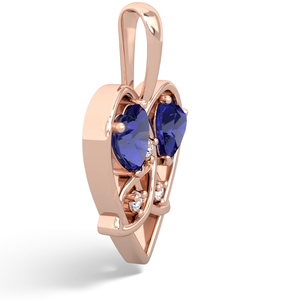 Lab Sapphire Celtic Trinity Heart 14K Rose Gold pendant P5331