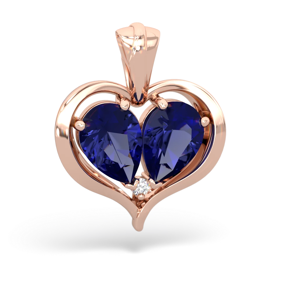 Lab Sapphire Two Become One 14K Rose Gold pendant P5330