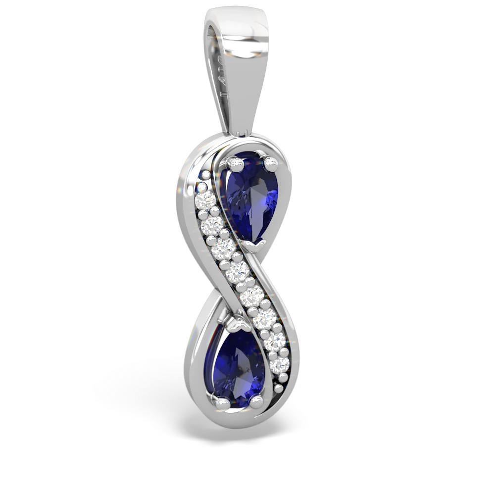 Lab Sapphire Diamond Infinity 14K White Gold pendant P5390