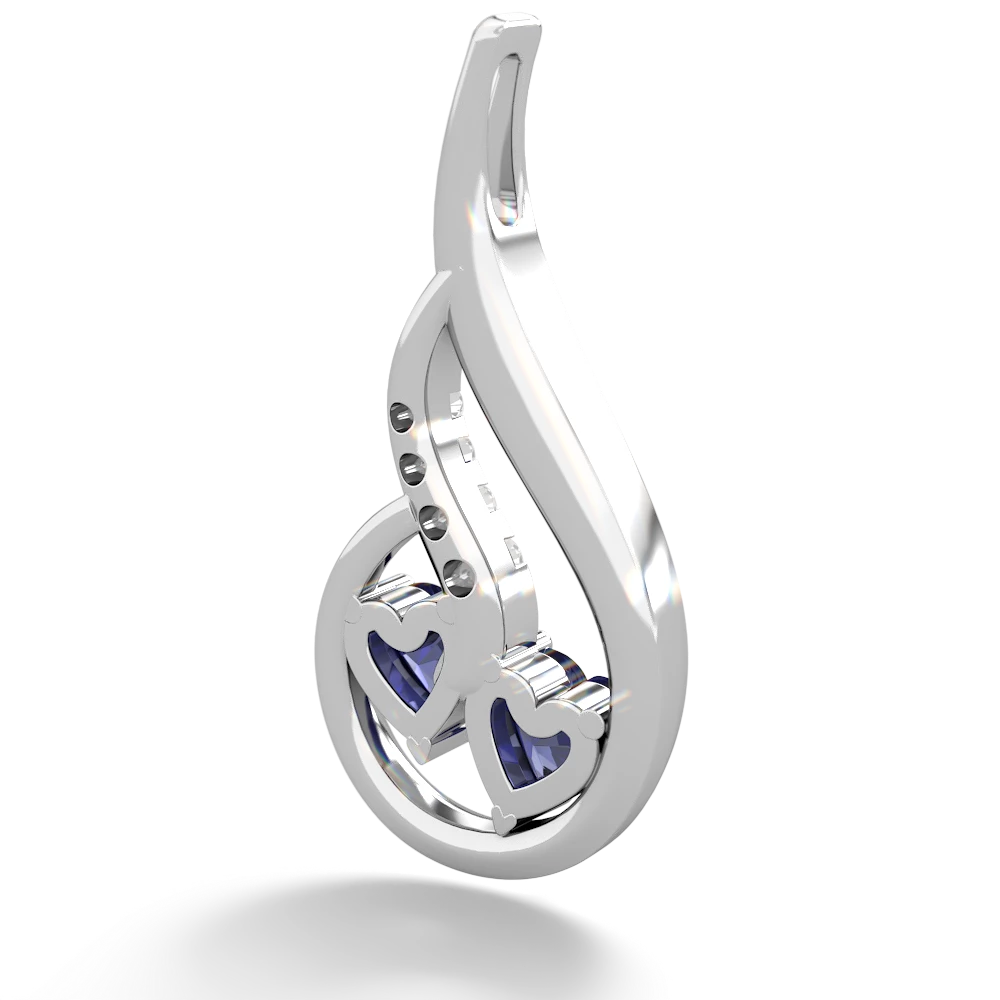 Lab Sapphire Keepsake Curves 14K White Gold pendant P5450