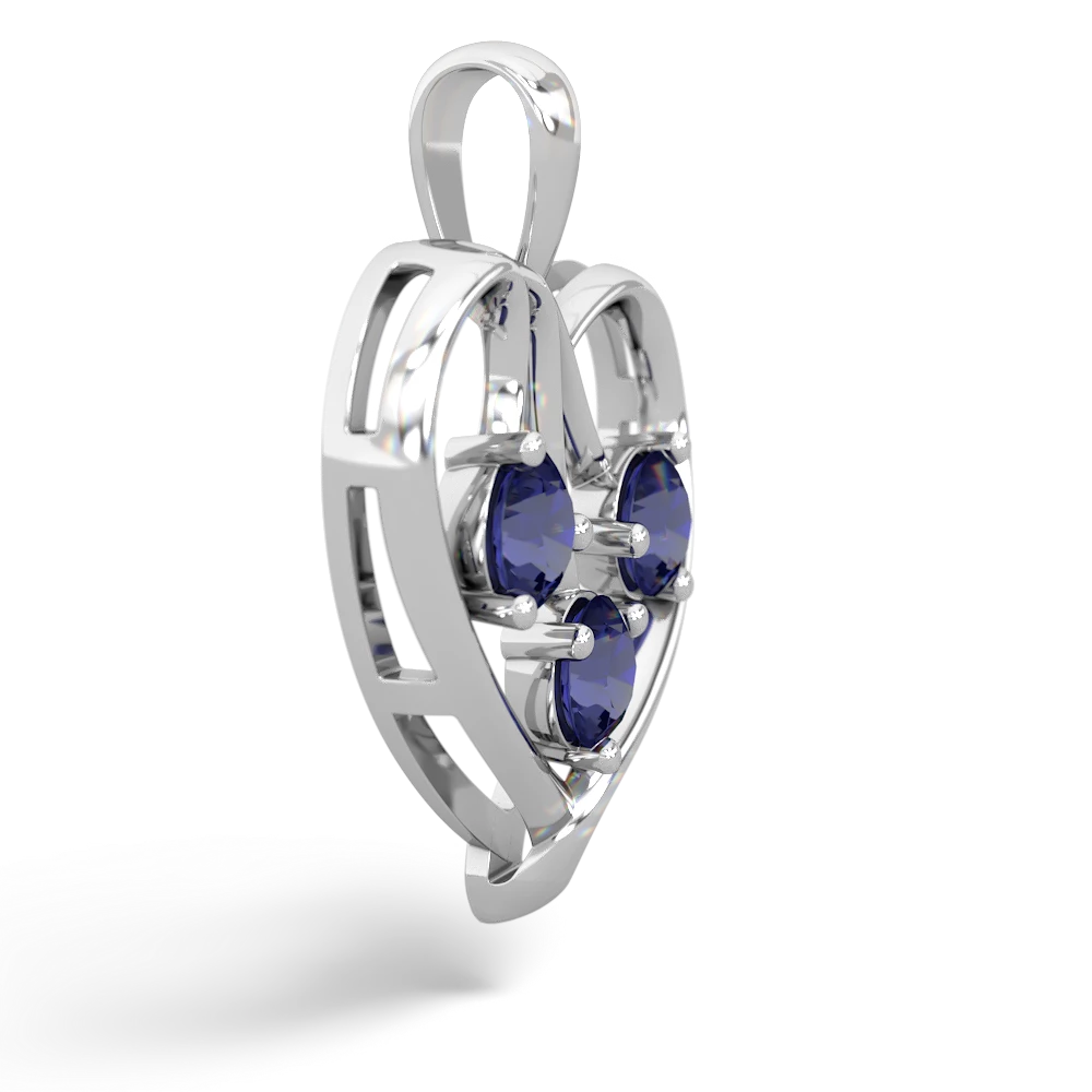 Lab Sapphire Glowing Heart 14K White Gold pendant P2233