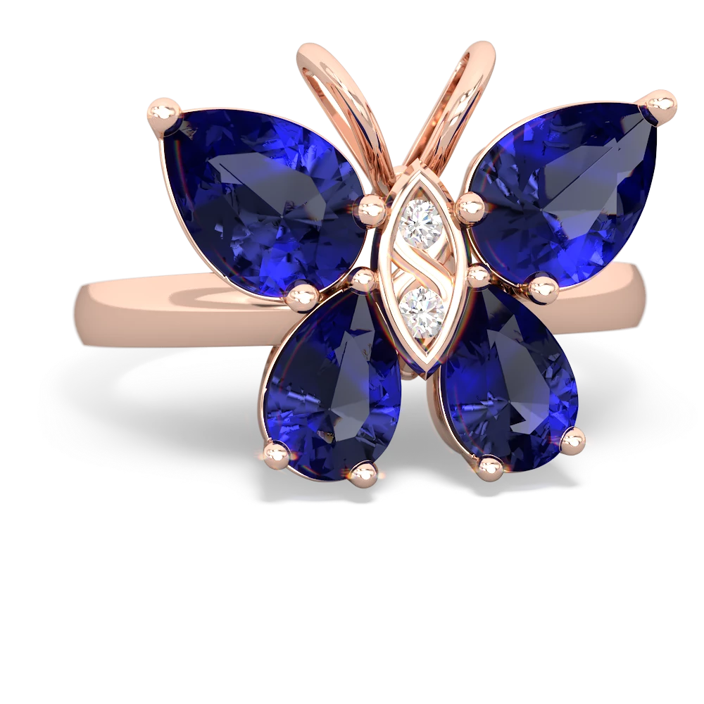 Lab Sapphire Butterfly 14K Rose Gold ring R2215