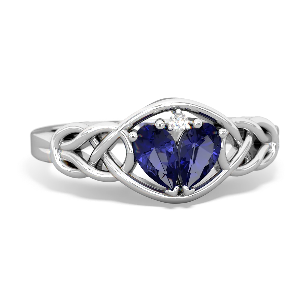 Lab Sapphire Celtic Love Knot 14K White Gold ring R5420