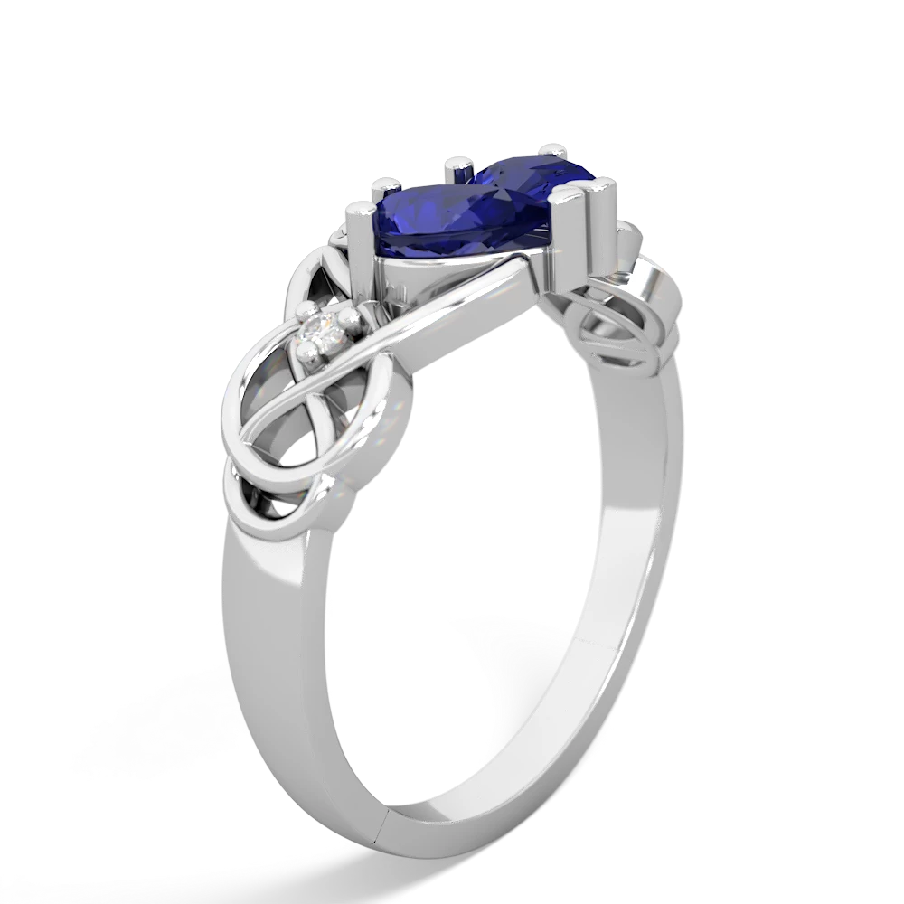 Lab Sapphire 'One Heart' Celtic Knot Claddagh 14K White Gold ring R5322