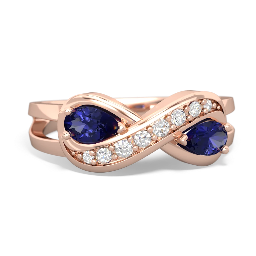 Lab Sapphire Diamond Infinity 14K Rose Gold ring R5390