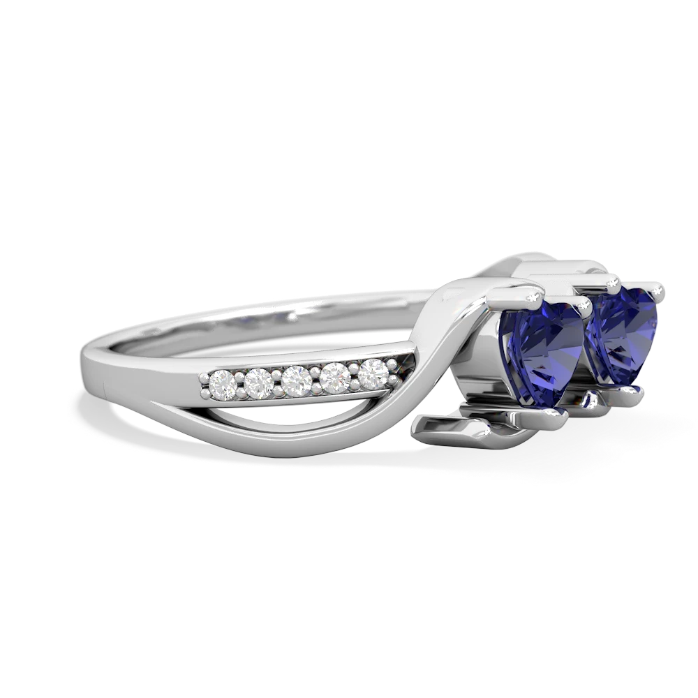 Lab Sapphire Side By Side 14K White Gold ring R3090