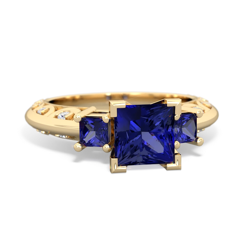 Lab Sapphire Eternal Embrace Engagement 14K Yellow Gold ring C2001