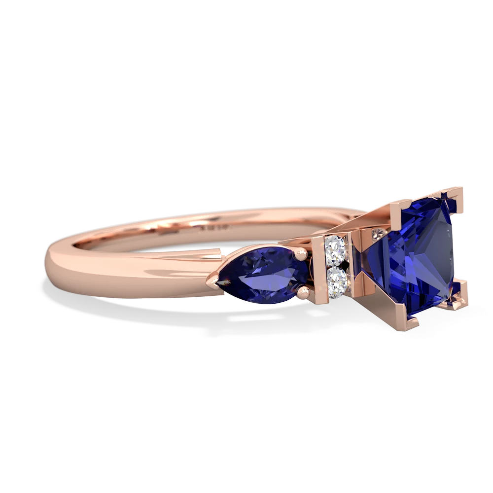 Lab Sapphire 6Mm Princess Eternal Embrace Engagement 14K Rose Gold ring C2002