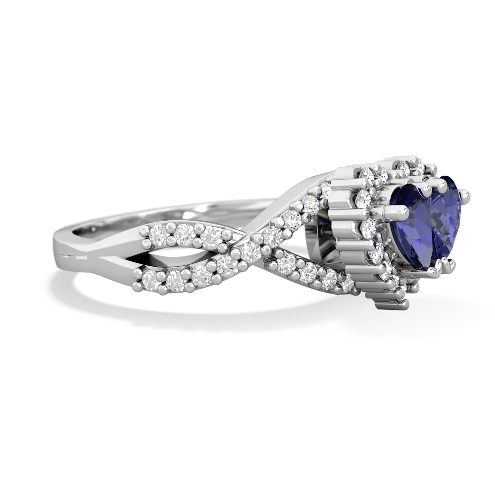 Lab Sapphire Diamond Twist 'One Heart' 14K White Gold ring R2640HRT