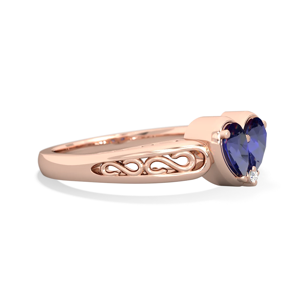 Lab Sapphire Filligree 'One Heart' 14K Rose Gold ring R5070