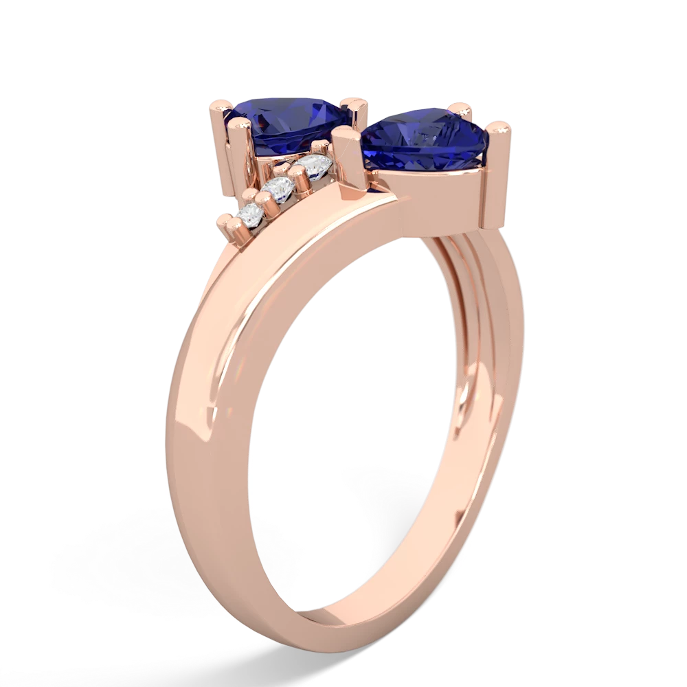 Lab Sapphire Heart To Heart 14K Rose Gold ring R2064