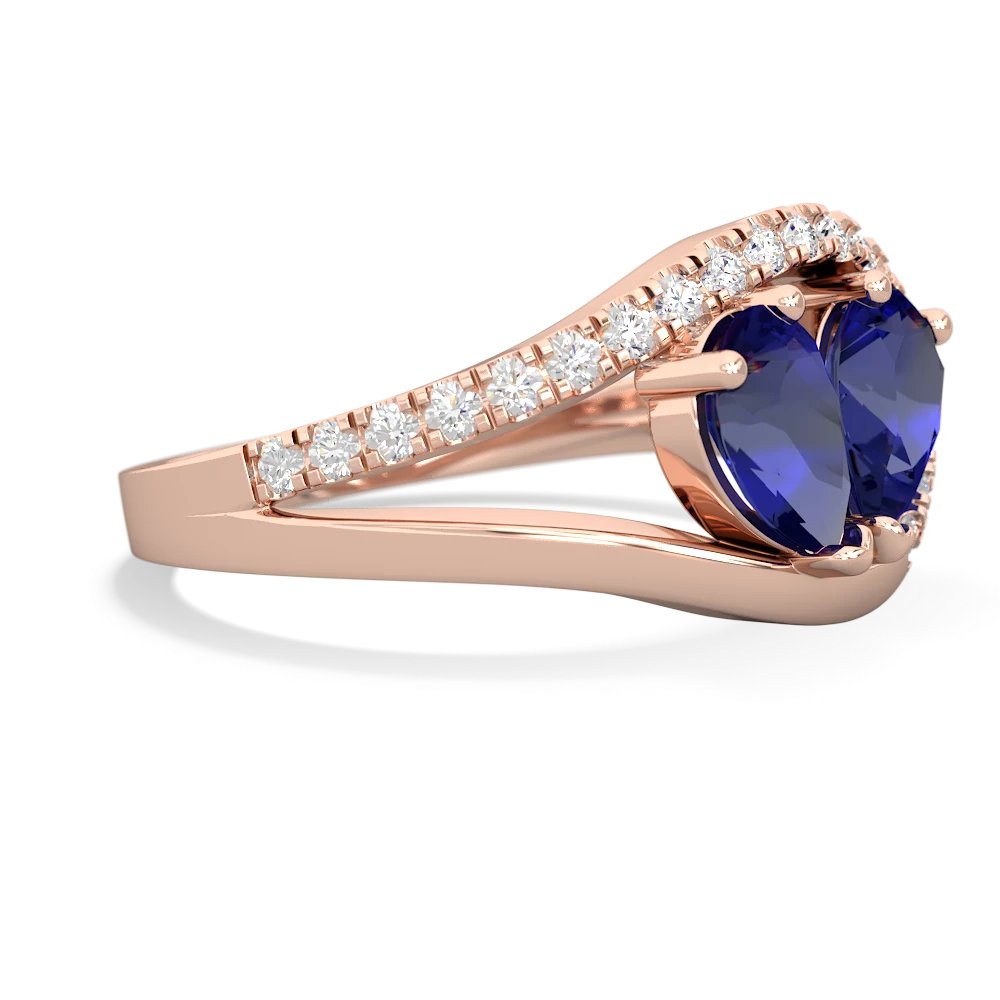 Lab Sapphire Nestled Heart Keepsake 14K Rose Gold ring R5650