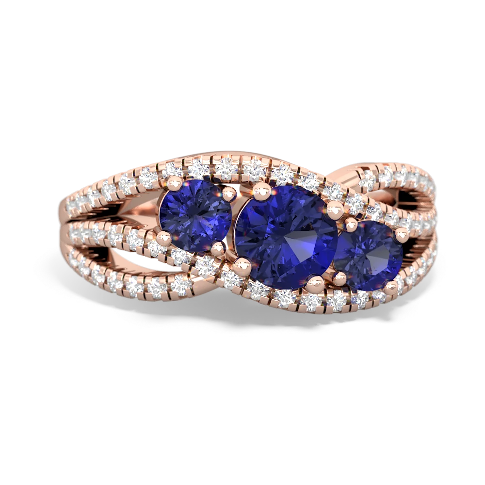 Sapphire Three Stone Aurora 14K Rose Gold ring R3080