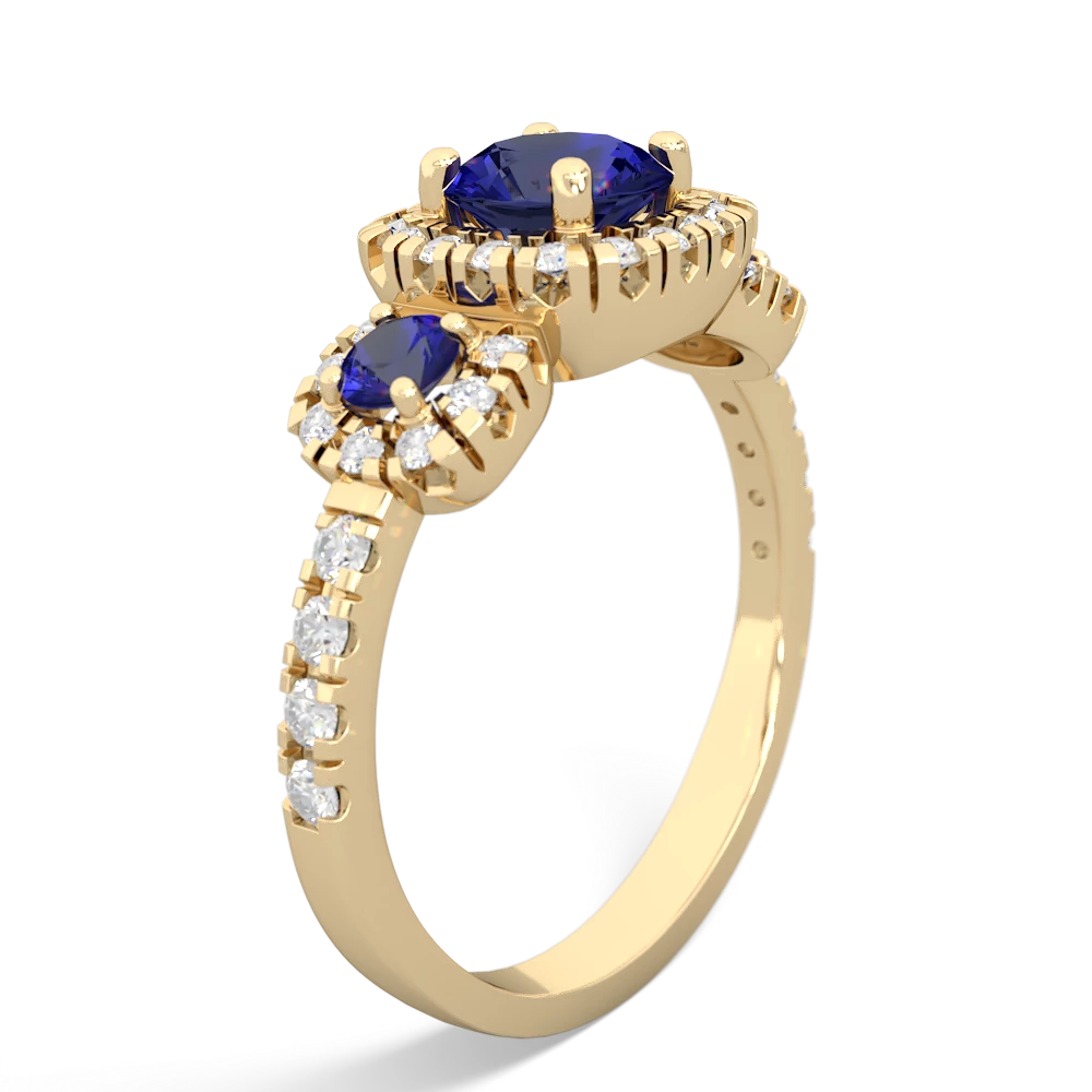 Blue Topaz Regal Halo 14K Yellow Gold ring R5350