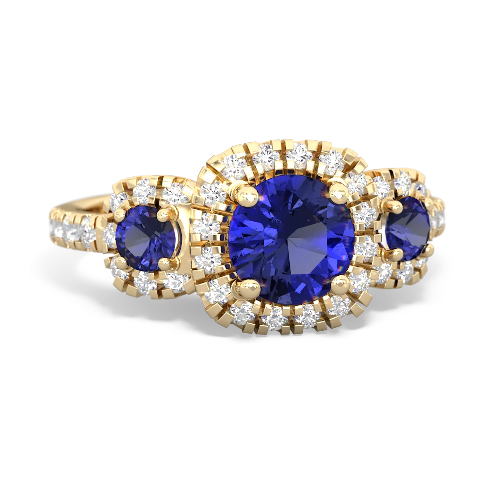 Sapphire Regal Halo 14K Yellow Gold ring R5350