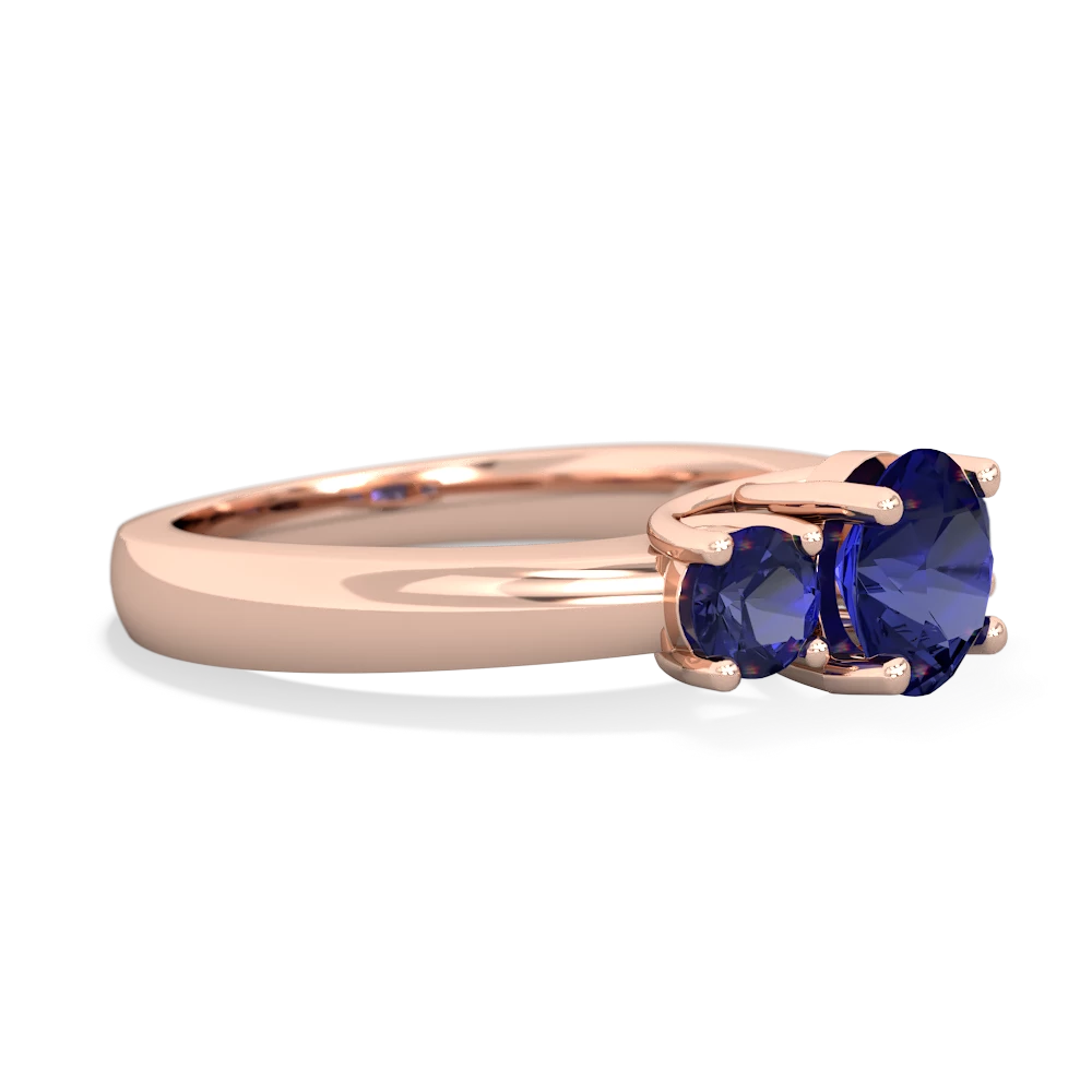 Pink Tourmaline Three Stone Round Trellis 14K Rose Gold ring R4018