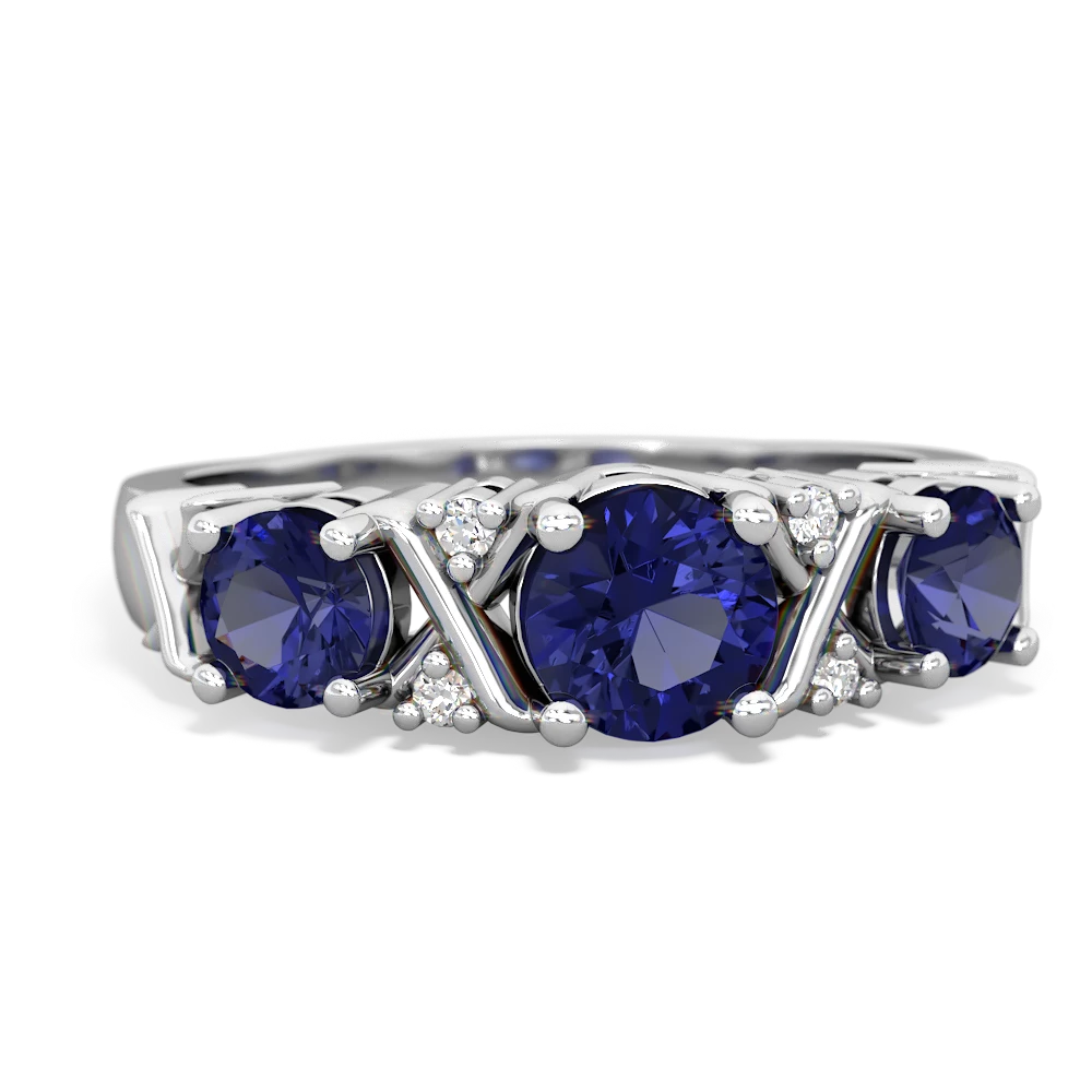 Sapphire Hugs And Kisses 14K White Gold ring R5016