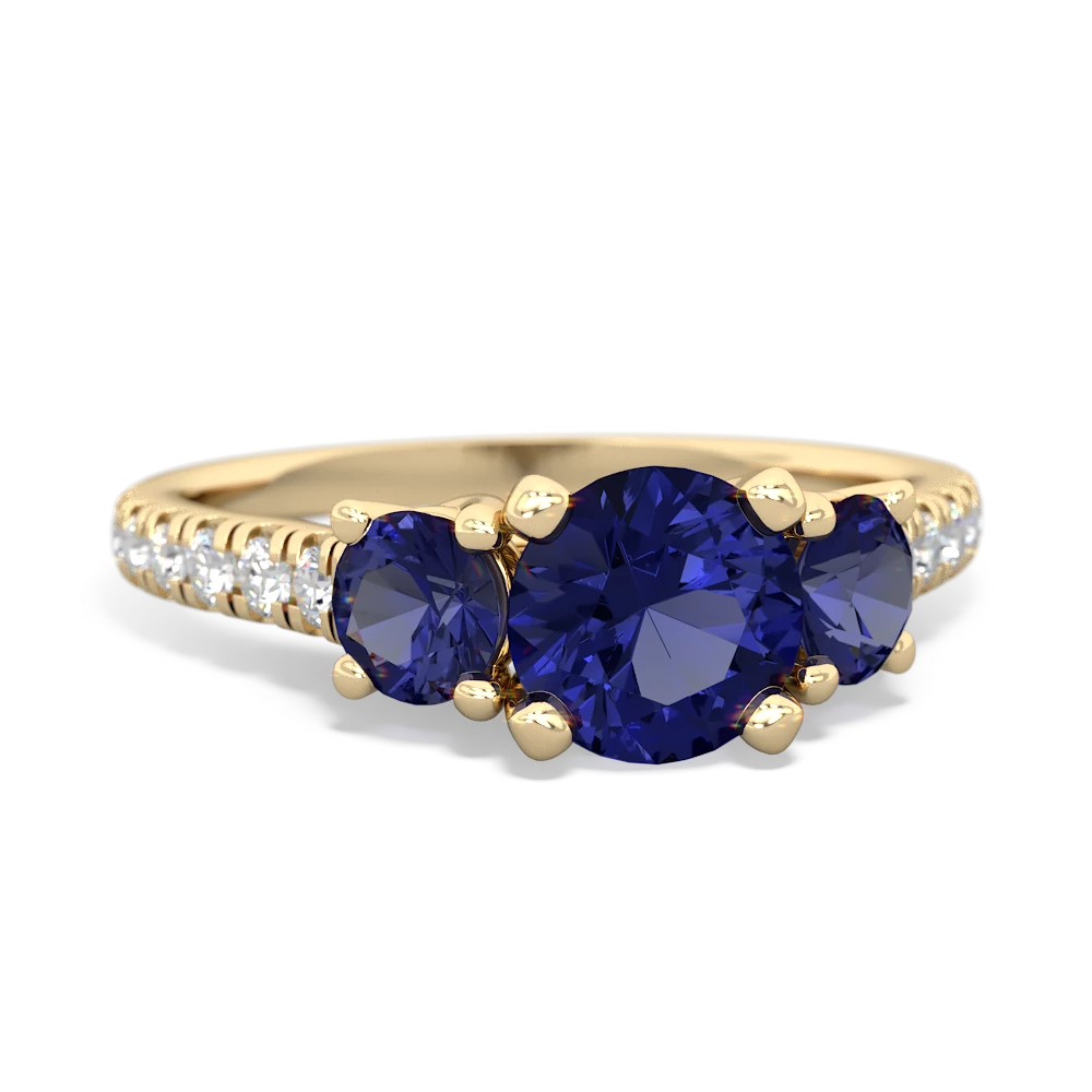 Tanzanite Pave Trellis 14K Yellow Gold ring R5500