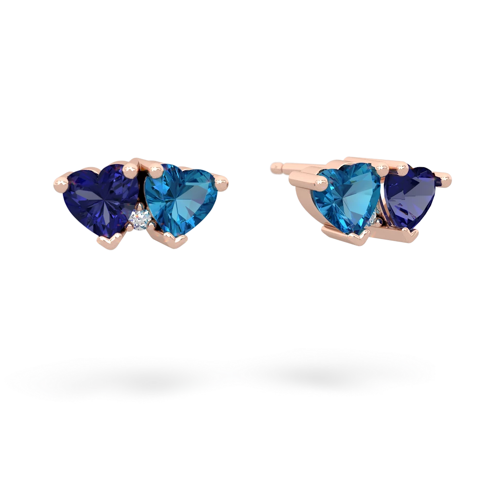 Lab Sapphire Sweethearts 14K Rose Gold earrings E5260