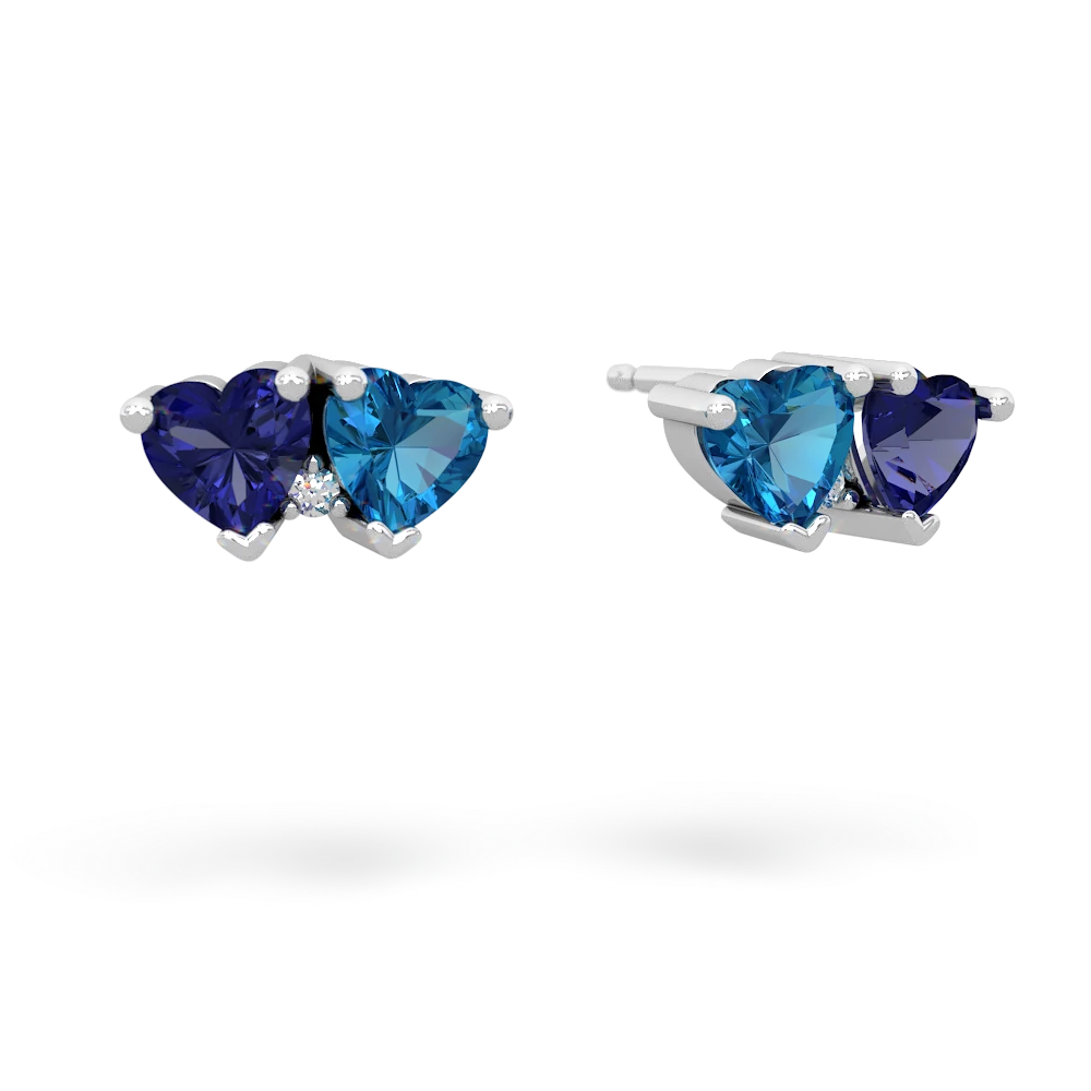 Lab Sapphire Sweethearts 14K White Gold earrings E5260