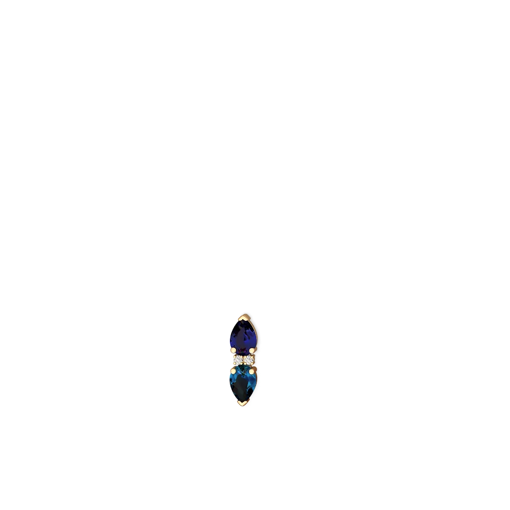 Lab Sapphire Bowtie Drop 14K Yellow Gold earrings E0865