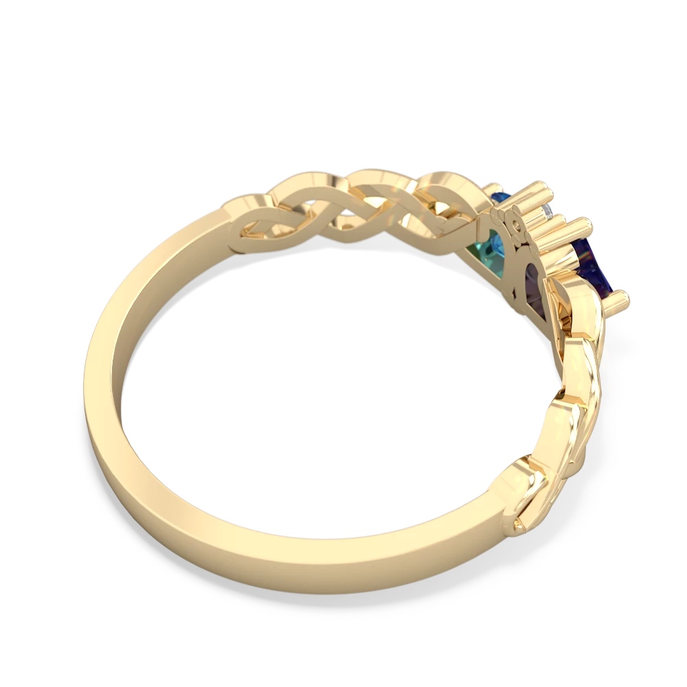 Lab Sapphire Heart To Heart Braid 14K Yellow Gold ring R5870